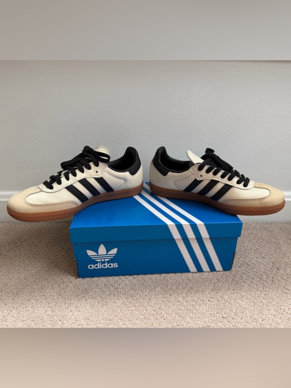 Adidas Samba OG Sneakers — Black & Cream with Gum Sole - Picture 5 of 11
